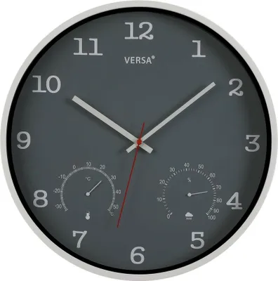 Immagine prodotto di Orologio da parete deversa in plastica grigia (4,3 x 35,5 x 35,5 cm)
