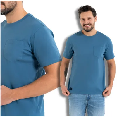 Immagine prodotto di Maglietta - Maglietta da uomo taglia L - Maglietta in cotone blu - Maglietta con tasca - Maglietta a maniche corte