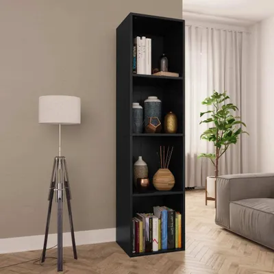 Image de vidaXL Bibliothèque/armoire TV noire 36x30x143 cm Bois composite