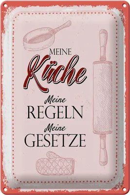Produktbild von Blechschild Meine Küche meine Regeln, 30 x 20 cm, Blechschilder Spruch Küche