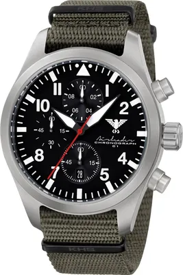 KHS AIRSC.NSGO Herrenuhr Airleader Chronograph Olivgrün/Stahl 1