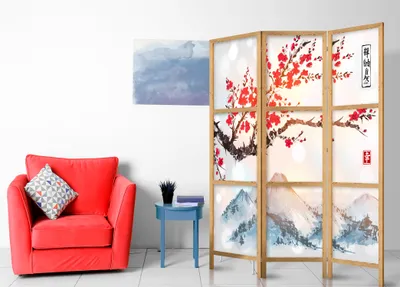 Obrázok produktu pre Orient Japonský paraván 135x172 cm 3-dielny biely