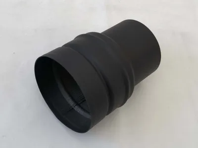 Zdjęcie produktu dla Przedłużka 080 - 100 mm, adapter do rury kominowej, malowana, do pieców na pellet | czarno-metaliczny