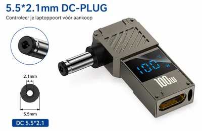 Productafbeelding van DrPhone PowerTip USB-C naar 5.5x2.1mm DC Adapter - Laptop Oplader Verloopstuk