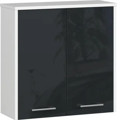 Image de Akord Armoire Murale 1 Porte Blanc/Graphite Brillant 60X23X60