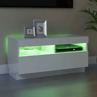 Obrázok produktu pre Maison Exclusive – TV skrinka s LED osvetlením, vysoký lesk, biela, 80 x 35 x 40 cm