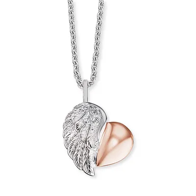 Produktbild von Engelsrufer ERN-LILHEARTWING-BI Halskette mit Anhänger Herzflügel Silber Rosé