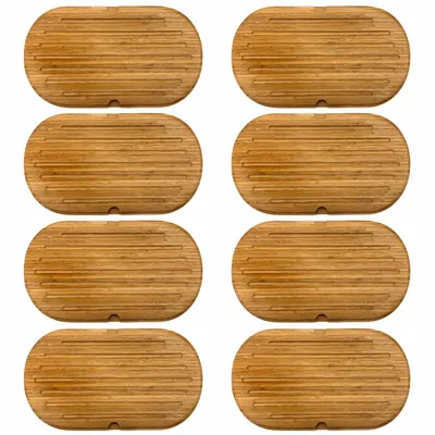 Produktbild von 8x Brotschneidebrett mit Krümelrillen 37 x 21 cm Schneidebrett Küchenbrett Holz Schneide Brett Servierbrett Brettchen
