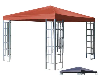 Produktbild von Rank Pavillon Set 3x3m Metall Garten Partyzelt Terra / Rotorange RAL 2001 mit extra Ersatzdach