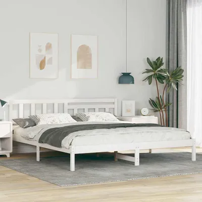 Obrázok produktu pre Maison Exclusive – posteľový rám s čelom Biela 180 x 200 cm Masívne borovicové drevo