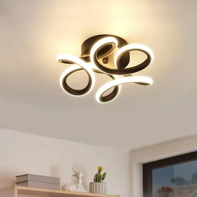 Produktbild von 36W Modern Schwarz LED Deckenlampe in Blumenförmiges Design 3000K Deckenleuchte für Wohnzimmer Schlafzimmer Küche Flur Büro