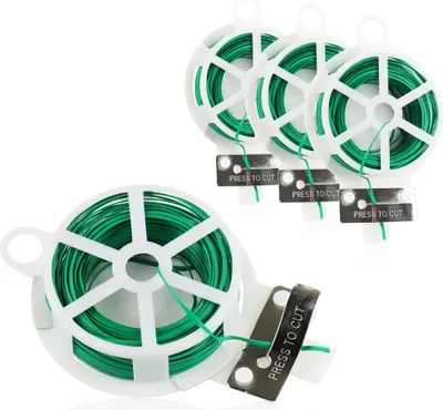 Produktbild von com-four® 80 Meter Bindedraht - Kunststoffummantelter Draht in grün - Gartendraht mit Abschneidevorrichtung für Garten- und Hausarbeit