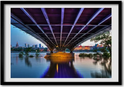 Produktbild von Bild - Bilderrahmen - 100 cm x 70 cm - MDF - Rahmen - Foto - Wandkunst Brücke in Warschau