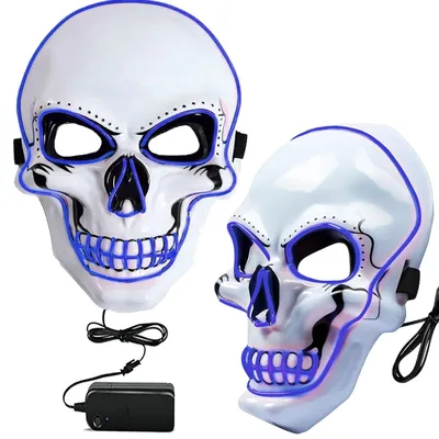 Produktbild von LED Halloween Maske Totenkopf Leuchtmaske Cosplay Maske Blau Einheitsgröße