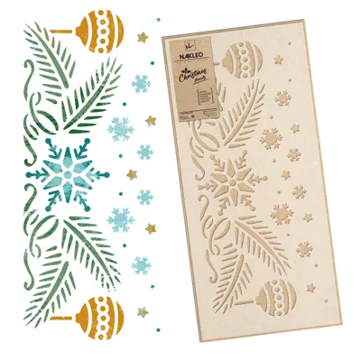 Produktbild von Weihnachten Malschablonen 45x95cm, Wiederverwendbare Kunststoff Schneeflocke Bordüre Muster für Kunstschnee Spray und Malen, DIY Handwerk
