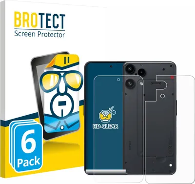 Produktbild von 6x Für Nothing Phone (3a) Lite (Display+Rückseite) Schutzfolie BROTECT Displayschutz Display Schutz Folie Klar Transparent