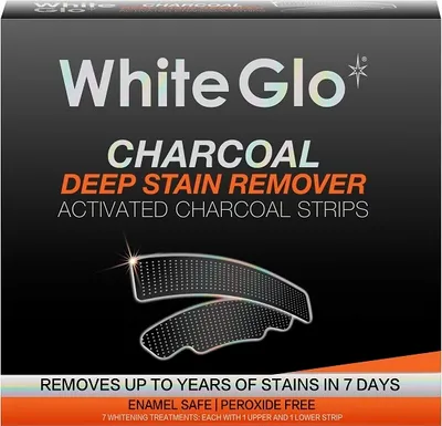 Produktbild von White Glo Charcoal Teeth Whitening Strips Paski wybielające z aktywnym węglem, 7 sztuk