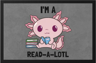 Produktbild von I am a read a lotl Fußmatte Bücherliebe Bücherwurm Würmchen süßes Motiv lesen macht Spaß Bücher