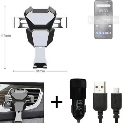 Produktbild von K-S-Trade KFZ Halterung kompatibel mit Gigaset GS5 Lite Halterung Lüftungshalterung Lüftungsschlitz schwarz-silber Autohalterung Handy inkl. KFZ
