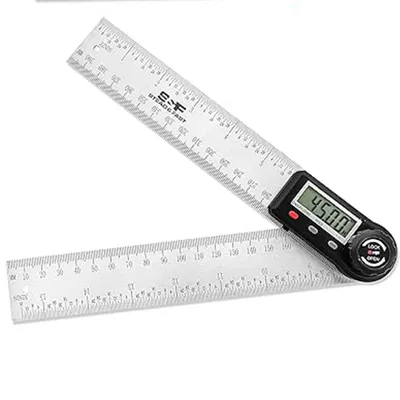 Productafbeelding van Digitale hoekmeter en liniaal in 1, hoekmeter met LCD-scherm voor het meten van hoeken van 0–360°, roestvrijstalen liniaal van 20 cm voor nauwkeurige meting van hoeken en afstanden - Liniaal