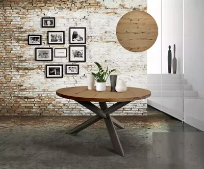 Produktbild von Esszimmer Rund Esstisch Holz runden Küchentisch Stil modern braun 140cm