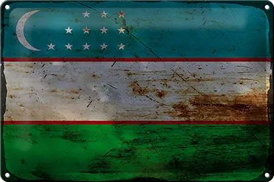 Produktbild von Blechschild Flagge Usbekistan 30x20cm Uzbekistan Rost