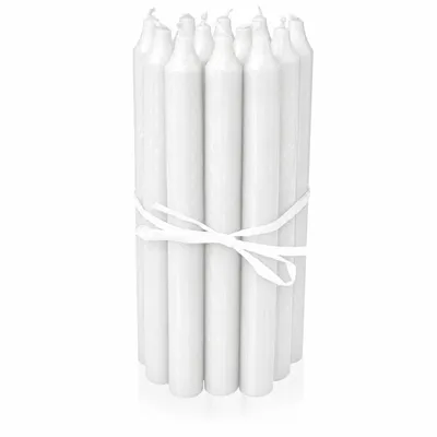 Produktbild von Dänische Premium Stabkerzen 12er Set, Leuchterkerzen, Tischkerzen, Tafelkerzen Farbe: Weiß, Höhe: 18 cm