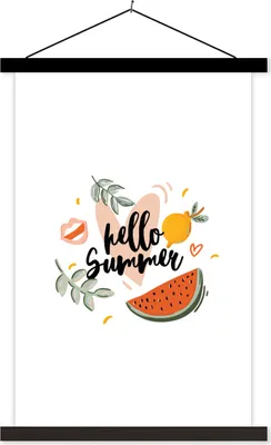 Produktbild von MuchoWow® Textilposter Sommer - Zitrone - Blätter 60x90 cm mit schwarzem Rahmen - Poster Wohnzimmer