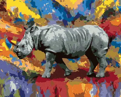 Produktbild von Zuty - Malen nach Zahlen - BUNTES NASHORN, 40x50 cm, mit Keilrahmen (bereits gespannt)