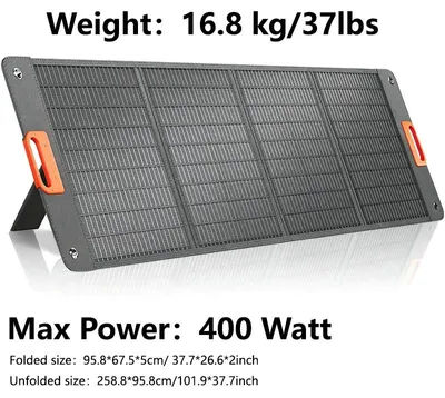Produktbild von Tragbares Solarpanel - 400 W faltbares Solarladegerät - Für Powerstationen - Wohnmobil und Camping - 16,8 kg - 95,8 × 67,5 × 5 cm
