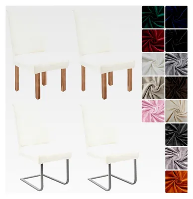 Produktbild von Stuhlhussen Samt 4er Set, Hussen für Stühle, Universeller Stretch Stuhlbezug, Waschbarer Schutz für Stühle für Esszimmer, Küche, Restaurant, Hotel, Bankett, Hochzeit, Party (Weiß)