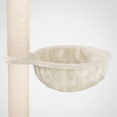 Produktbild von HAPPYPET Universal XL Liegemulde für Kratzbaum Ø 40cm, Stabiler Metallrahmen, 440g Plüsch, Ersatz-Liegemulde groß belastbar bis 15kg, Creme