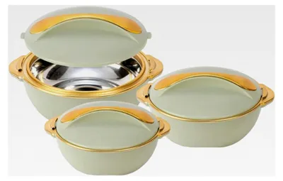 Produktbild von Thermoschüssel mit Deckel, 3-teiliges Set, 3/2/1 Liter - Edelstahl - Warmhaltebehälter für Speisen und Salate