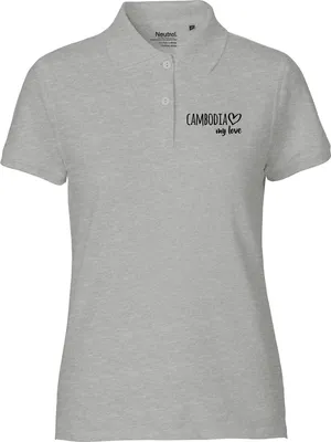 Produktbild von Huuraa Damen Polo Shirt Cambodia my love XXL Sport Grey Bio Baumwolle Fairtrade Poloshirt Geschenkidee