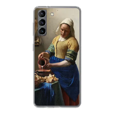 Produktbild von MuchoWow® Handyhülle Schutzhülle Hülle für Samsung Galaxy S21 Das Milchmädchen - Gemälde von Johannes Vermeer Silikon Softcase Handy Hülle - Softcase