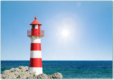 Produktbild von Tulup® Glas-Bild - 100 x 70 - Wandbild aus Glas - Wandkunst - Wandbild hinter gehärtetem Sicherheitsglas - Landschaften - Leuchtturm - Rot