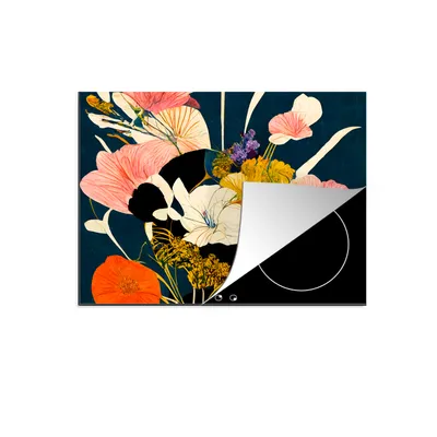 Produktbild von KitchenYeah© Herdabdeckplatte Blumen - Vase - Malerei - Pflanzen , 58x51cm, Küche Deko, Glaskeramikkochfeld Herdabdeckung, Abdeckplatte fùr Kochfeld