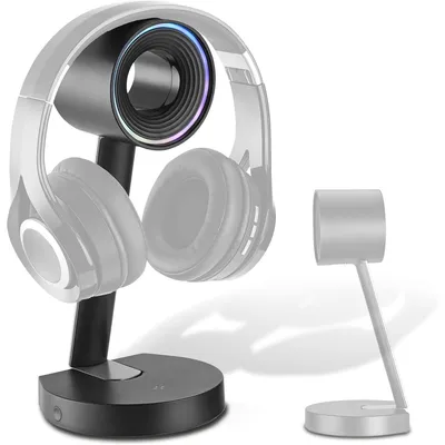 Produktbild von Xantron® Headset Halterung mit dynamischer RGB Beleuchtung & Induktiver Ladestation/Ideal für passionierte Gamer/Universal Headset Ständer/Kopfhörer Halter als Gaming Zubehör