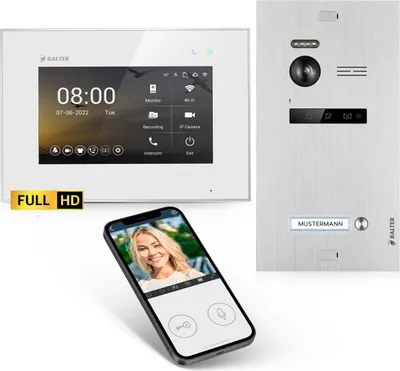 Produktbild von BALTER EVO HD Silber Video Türsprechanlage Set 1 Teilnehmer 7" WLAN Monitor Weiß