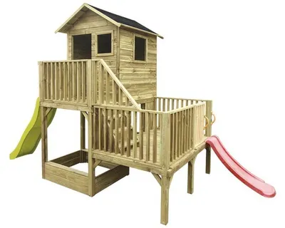 Zdjęcie produktu dla Drewniany domek do zabawy 4iQ Hubert 226,5 x 176 x 272 cm