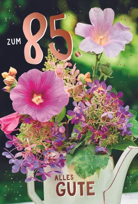 Produktbild von 85. Geburtstag Alles Gute Blumen Glückwunschkarte mit Umschlag