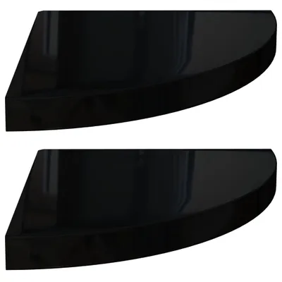 Immagine prodotto di vidaXL Mensole galleggianti ad angolo 2 pz. Nero lucido 35x35x3,8 cm MDF