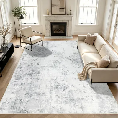 Produktbild von Waschbarer Grauer Teppich 160x230cm für Wohnzimmer und Schlafzimmer