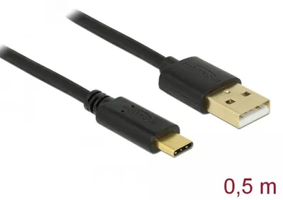 Image de Delock 83326 USB Kabel Delock A -> C St/St 0.50m schwarz