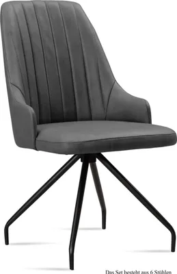 Produktbild von Esszimmerstuhl (6er-Set) Dilara 52x91x60 Schwarz/Grau
