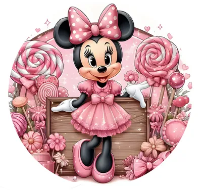 Produktbild von Runder Teppich 120cm - Rosa Maus Minnie