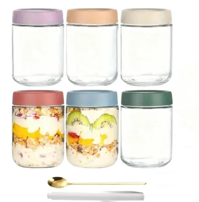 6er-Set Overnight Oats Gläser 500 ml mit Deckel