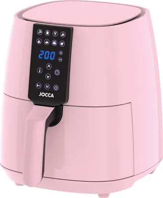 Image de Friteuse à air chaud Jocca 3,8 L 1450 W Airfryer LED Touch 8 programmes faible teneur en matières grasses Rose