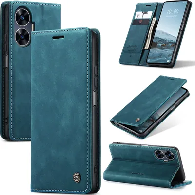 Image de Realme C55 Housse, étui rétro en cuirPolyuréthaneavec fonction support Housse de protection pour Realme C55 bleu