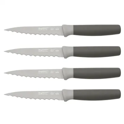 Produktbild von BergHOFF LEO 4-teiliges Steakmesser Set - Grau - Ohne Messerblock - Antihaftbeschichtung, Edelstahl, Handwäsche empfohlen